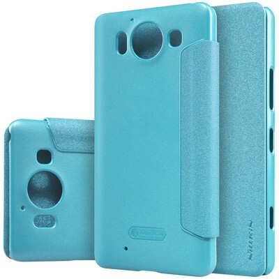 Полиуретановый чехол Nillkin Sparkle Leather Case Blue для Microsoft Lumia 950(3)