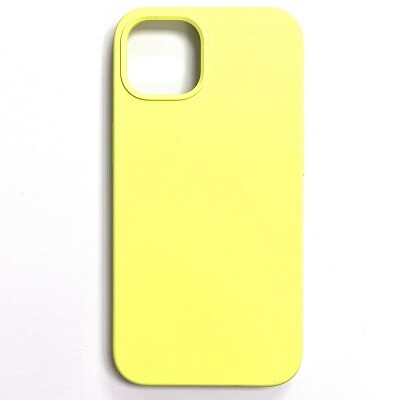 Силиконовый чехол Liquid Silicone Case с закрытым низом лимонный для Apple iPhone 13 mini(1)
