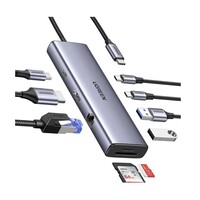 Док-станция UGREEN CM498-15375 9 в 1 USB-C - 2xUSB-A 3.0, 2xUSB-C, HDMI v2.0 4K 60Hz, LAN 1Gbit, SD/TF, PD 100W