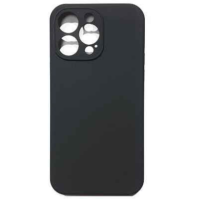 Силиконовый чехол Silicone Case с закрытым низом и защитой камеры черный для Apple iPhone 14 Pro Max(1)
