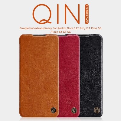 Кожаный чехол Nillkin Qin Leather Case Красный для Xiaomi Poco X4 GT(5)