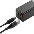 Сетевое зарядное Baseus GaN Mini Quick Charger C+U 45W EU With с кабелем (CCGAN-Q01), черное(#2)