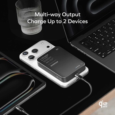 Портативное зарядное устройство MOMAX 1-Power Q.Pass 2 (10000mAh) Magnetic Battery Pack Qi 2.2 25W (IP168) оранжевый(5)