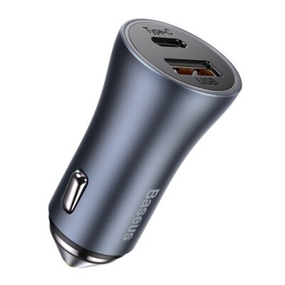 Автомобильное зарядное устройство Baseus (TZCCJD-0G) Golden Contactor Pro Car Charger Type-С + USB 40W (кабель USB-Type-C 5A) синий(4)