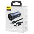 Автомобильное зарядное устройство Baseus (TZCCJD-0G) Golden Contactor Pro Car Charger Type-С + USB 40W (кабель USB-Type-C 5A) синий(#5)