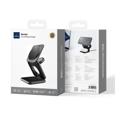 Беспроводное зарядное устройство WiWU Kevlar 3 в 1 Wi-W035 15W(7)