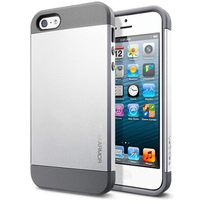 Пластиковый чехол SGP Slim Armor Series Silver Satin для Apple iPhone 5/5s/SE(1)