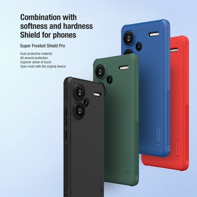 Пластиковый чехол Nillkin Super Frosted Shield Pro Синий для Xiaomi Redmi Note 13 Pro Plus 5G(5)
