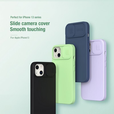 Силиконовая накладка Nillkin CamShield Silky Silicone Case Синяя для Apple iPhone 13(9)