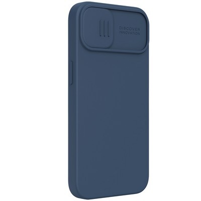Силиконовая накладка Nillkin CamShield Silky Silicone Case Синяя для Apple iPhone 13(3)