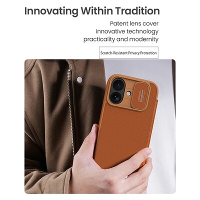 Кожаный чехол Nillkin Qin Prop Leather Case черный для Apple iPhone 17(8)