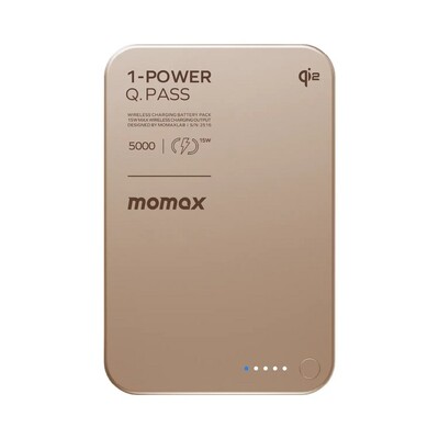Внешний аккумулятор Momax 1-Power Q.Pass Qi2 Magnetic Wireless Power Bank 5000mAh (IP129Q2) пустынный титан(1)