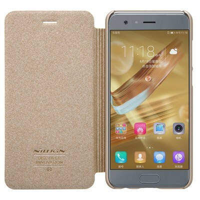 Полиуретановый чехол книга Nillkin Sparkle Leather Case Gold для Huawei Honor 9(3)
