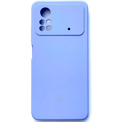 Силиконовый чехол с микрофиброй Silicone Case лавандовый для Xiaomi Poco X4 Pro(1)