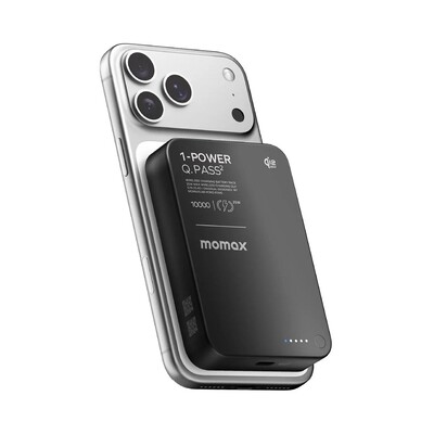 Портативное зарядное устройство MOMAX 1-Power Q.Pass 2 (10000mAh) Magnetic Battery Pack Qi 2.2 25W (IP168) чёрный(4)