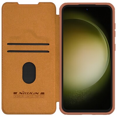 Кожаный чехол Nillkin Qin Pro Leather Case Коричневый для Samsung Galaxy S23 FE(3)