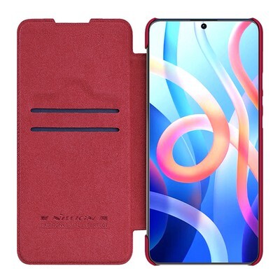 Кожаный чехол Nillkin Qin Leather Case Красный для Xiaomi Poco M4 Pro 5G(3)