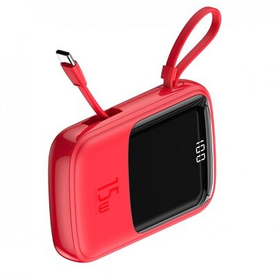 Портативный аккумулятор Baseus Qpow Digital Display 3A 10000mAh (with Type-C cable) (PPQD-A09) красный(3)