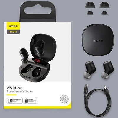 Bluetooth наушники Baseus NGWM01P-01 Encok True Wireless Earphones WM01 Plus (NGWM010001) черные(10)
