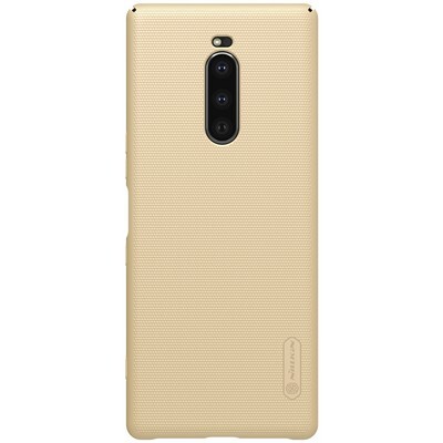Пластиковый чехол с подставкой Nillkin Super Frosted Shield Золотой для Sony Xperia 1(1)