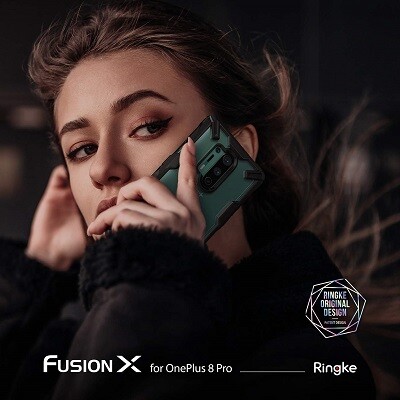 Чехол бампер Ringke Fusion X Series прозрачно-черный для OnePlus 8 Pro(6)