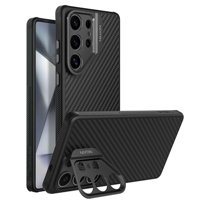 Чехол накладка с пластиной Magsafe и защитой камеры Nillkin CarboProp (LensWing) Magnetic Case черный для Samsung Galaxy S25 Ultra(1)