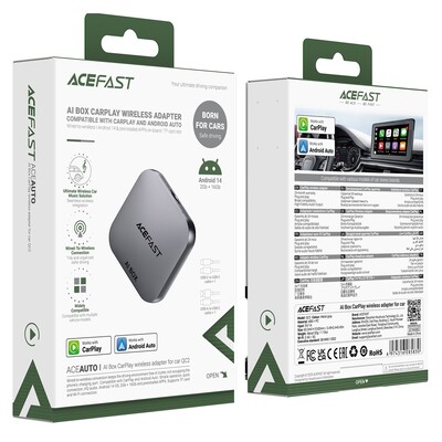 Беcпроводной преобразователь для Apple CarPlay и Android Auto Acefast QC2 AI Box Car Play Wireless Adapter with TF Card Slot(7)