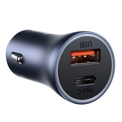 Автомобильное зарядное устройство Baseus (TZCCJD-0G) Golden Contactor Pro Car Charger Type-С + USB 40W (кабель USB-Type-C 5A) синий(3)