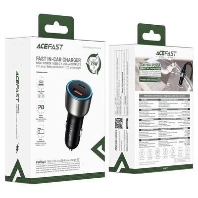Автомобильное зарядное Acefast B21 75W (USB-A+USB-C) dual port(6)
