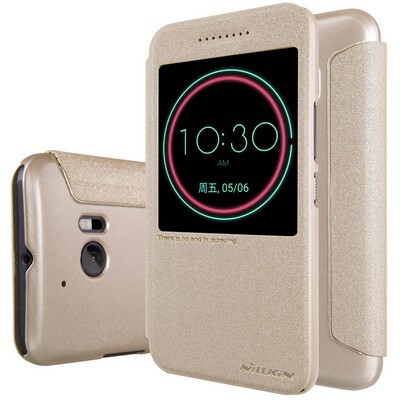 Полиуретановый чехол книга Nillkin Sparkle Leather Case Gold для HTC 10(3)