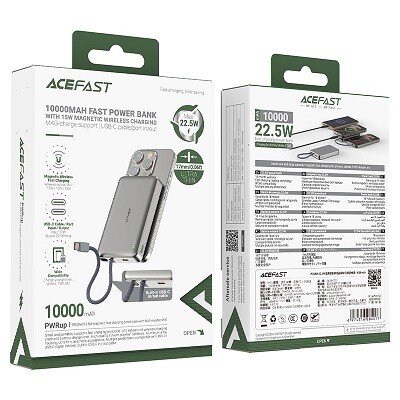 Внешний аккумулятор с функцией Magsafe и встроенным кабелем AceFast M18 10000mAh черный(5)
