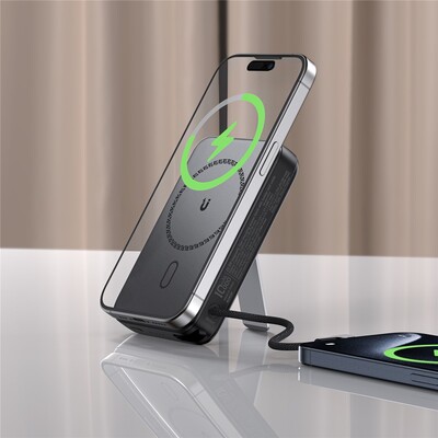 Внешний аккумулятор со встроенным кабелем и подставкой Acefast M24 22.5W Magnetic Fast Charging Power Bank 10000mAh(6)