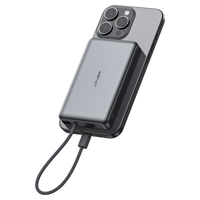 Внешний аккумулятор с функцией Magsafe и встроенным кабелем AceFast M18 10000mAh черный(2)