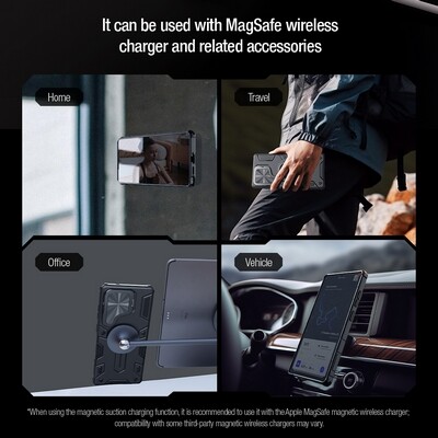 Противоударная-накладка с пластиной MagSafe Nillkin CamShield Armor Prop Magnetic Case Черная для Samsung Galaxy S25 Ultra(9)