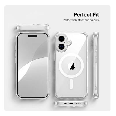 Защитный чехол с магнитной пластиной MagSafe TPU+PC Magic Mask Air Bairrer прозрачный для Apple iPhone 17(5)
