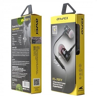 Наушники с микрофоном Awei ES-70TY черные(2)