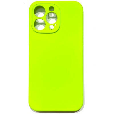 Силиконовый чехол Silicone Case с закрытым низом и защитой камеры салатовый для Apple iPhone 14 Pro(1)