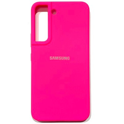 Силиконовый чехол Silicone Case с закрытым низом и защитой камеры ярко-розовый для Samsung Galaxy S22(1)