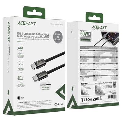 Зарядный кабель Acefast C34-03 USB-C to USB-C 60W 1.2m черный(6)