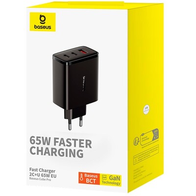 Сетевое зарядное устройство OS-Baseus Cube Pro Fast Charger 2C+U 65W  (P10152301113-00) Чёрный(8)