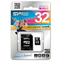 Карта памяти MicroSD(HC) Silicon Power 32GB Class 10+SD адаптер