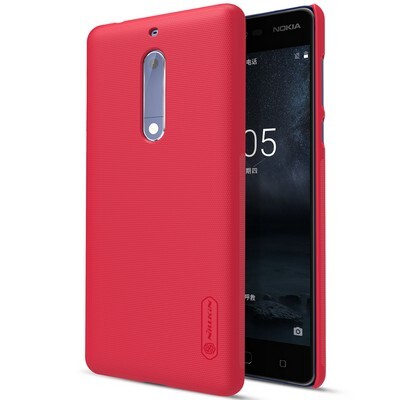 Пластиковый чехол с пленкой Nillkin Super Frosted Shield Red для Nokia 5(3)