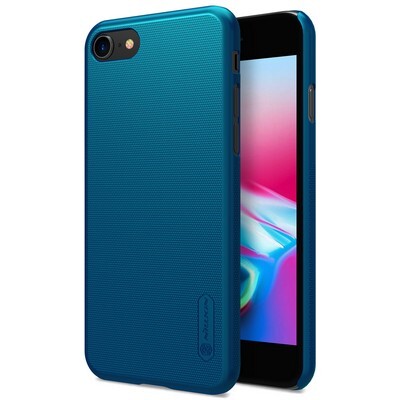 Пластиковый чехол с подставкой Nillkin Super Frosted Shield Синий для Apple iPhone SE (2020)(3)