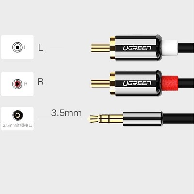 Кабель аудио металлические соединители Ugreen AV116 jack 3.5mm M / 2RCA 2 аудио AM 1метр(2)