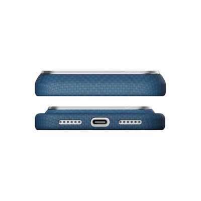 Кевларовый чехол с Magsafe Pitaka Edge Case Argyle Abyss Blue для Apple iPhone 18 Pro(5)