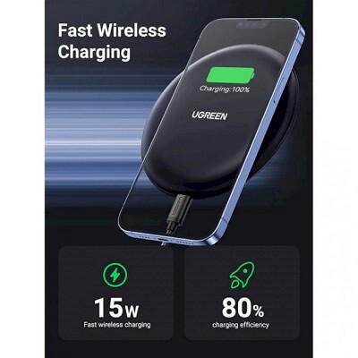 Беспроводное зарядное устройство UGREEN CD186-80537, 15W Wireless Charging Pad,(2)
