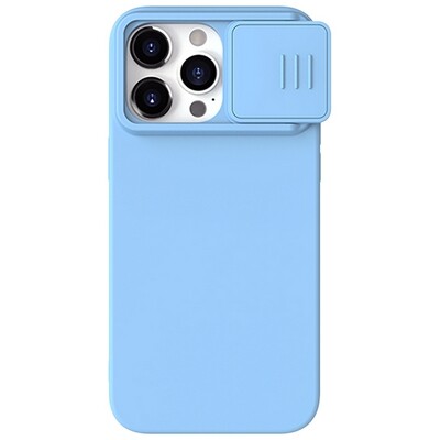 Силиконовая накладка с пластиной Magsafe Nillkin CamShield Silky Magnetic Silicone Case Голубая для Apple iPhone 15 Pro Max(1)
