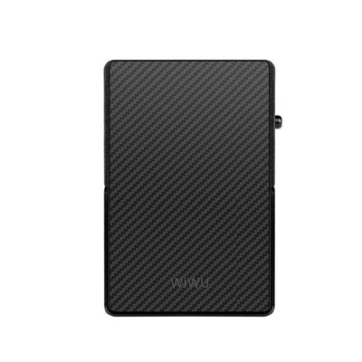 Магнитный кошелек-картхолдер для смартфона с подставкой WiWU Warriors Carbon Magsafe Metal Stand Card WM-007 черный(3)