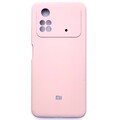 Силиконовый чехол с микрофиброй Silicone Case светло-розовый для Xiaomi Poco M4 Pro 4G(#1)