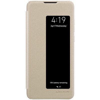 Полиуретановый чехол книга Nillkin Sparkle Leather Case Золотой для Huawei P30(1)